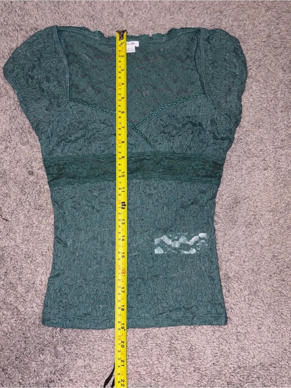 Kimchi Blue Teal Floral Lace Short Sleeve Top - Picture 5 of 6